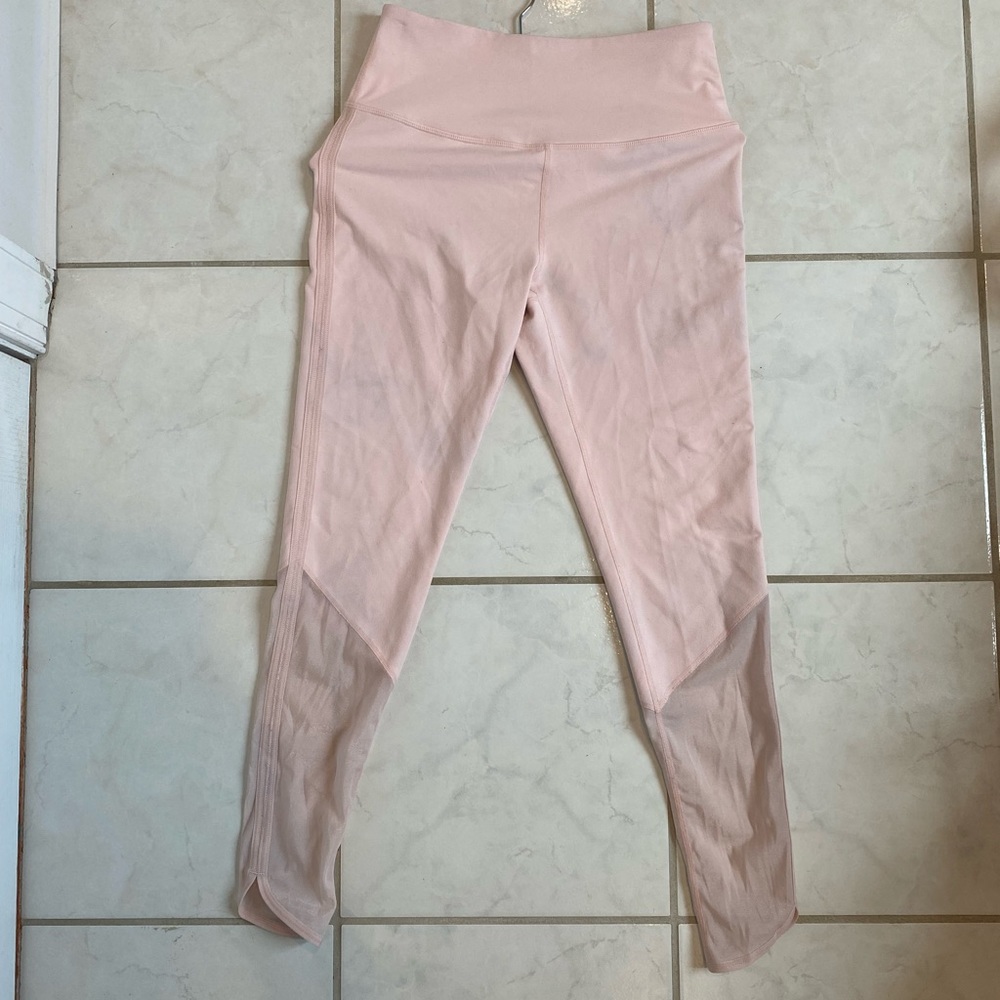 Zella light pink leggings with sparkly mesh legs
